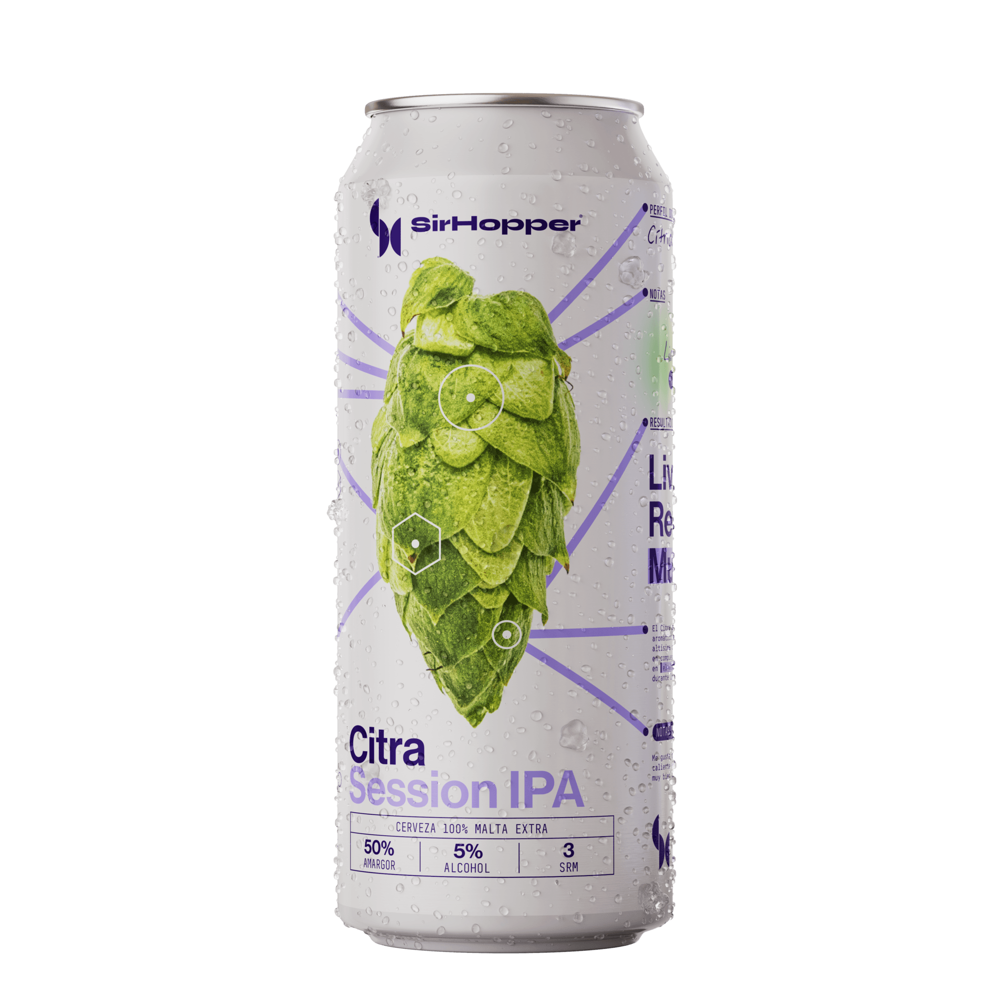 Lata Citra Session IPA de SirHopper – cerveza artesanal con notas de lima y pomelo, 5% alc, IPA Day 2026